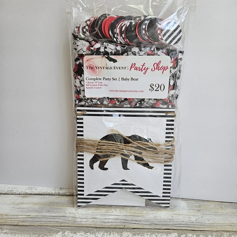 Baby Bear- Black and White Bear Party Banner Set